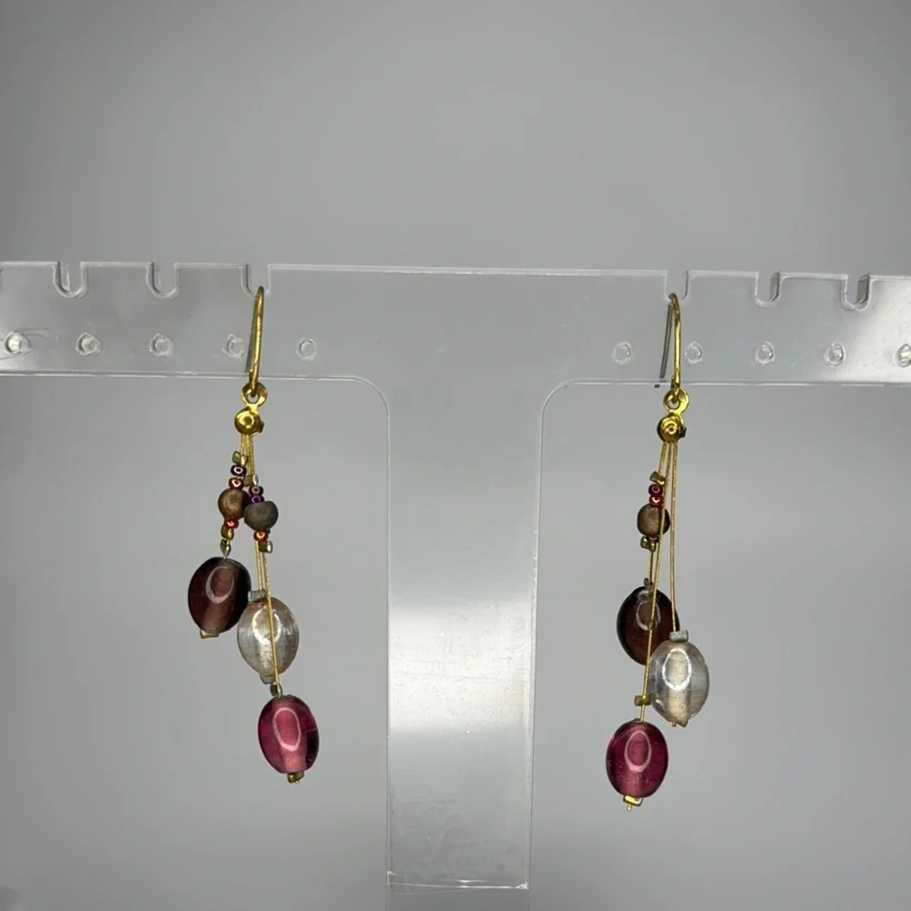 Elegant Gold and Brown Dangle Earrings